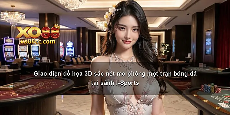 Giao diện đồ họa 3D sắc nét mô phỏng một trận bóng đá tại sảnh I-Sports