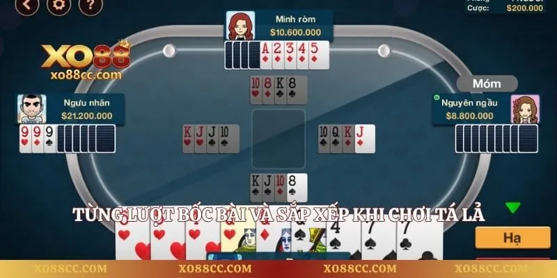 Tá Lả – Game Bài Dân Gian Hấp Dẫn Nhất Năm 2026 4 Từng lượt bốc bài và sắp xếp khi chơi tá lả
